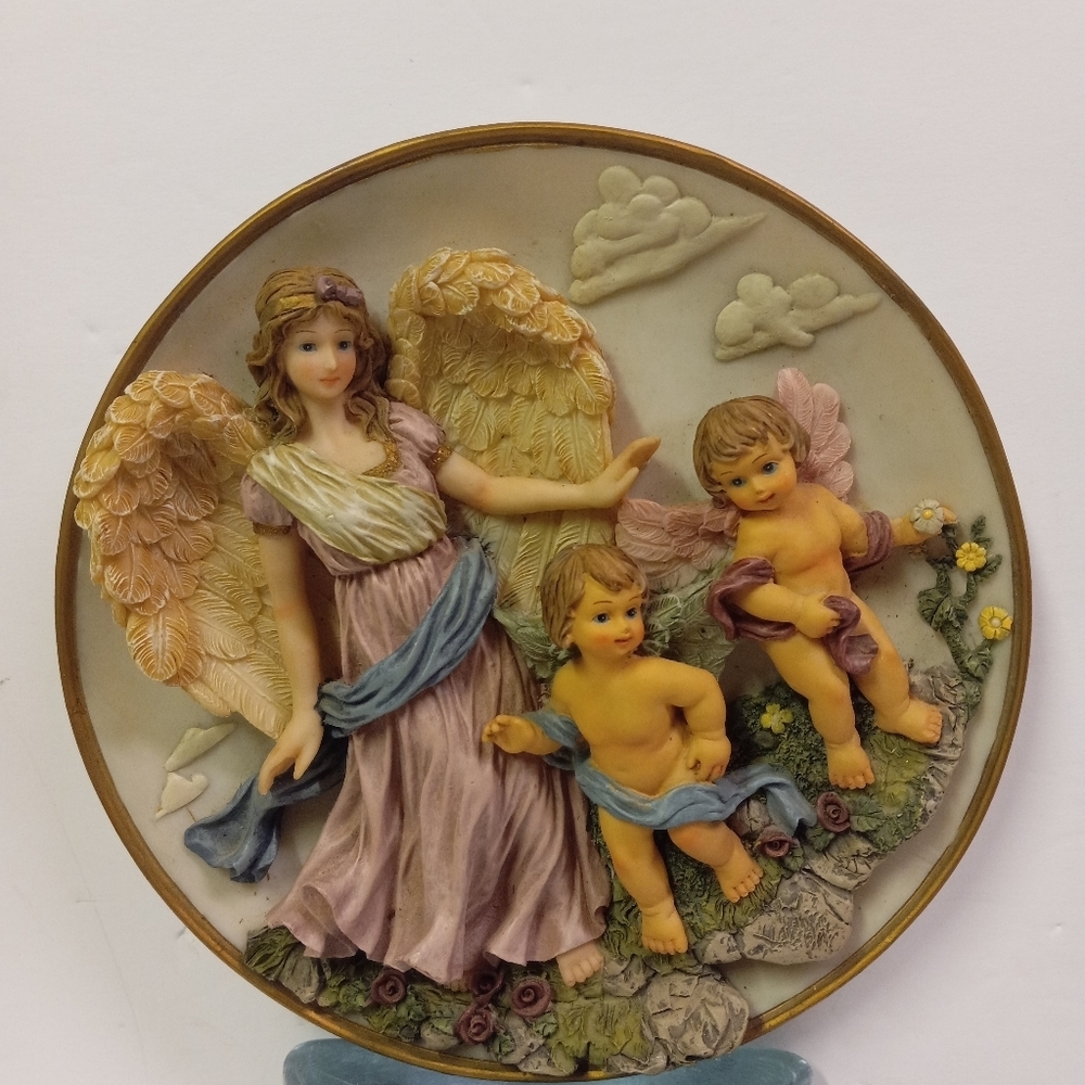 TURTLE King Corp Resin Guardian Angel Cherub Kids Lady 3D Figurine Wall Decor